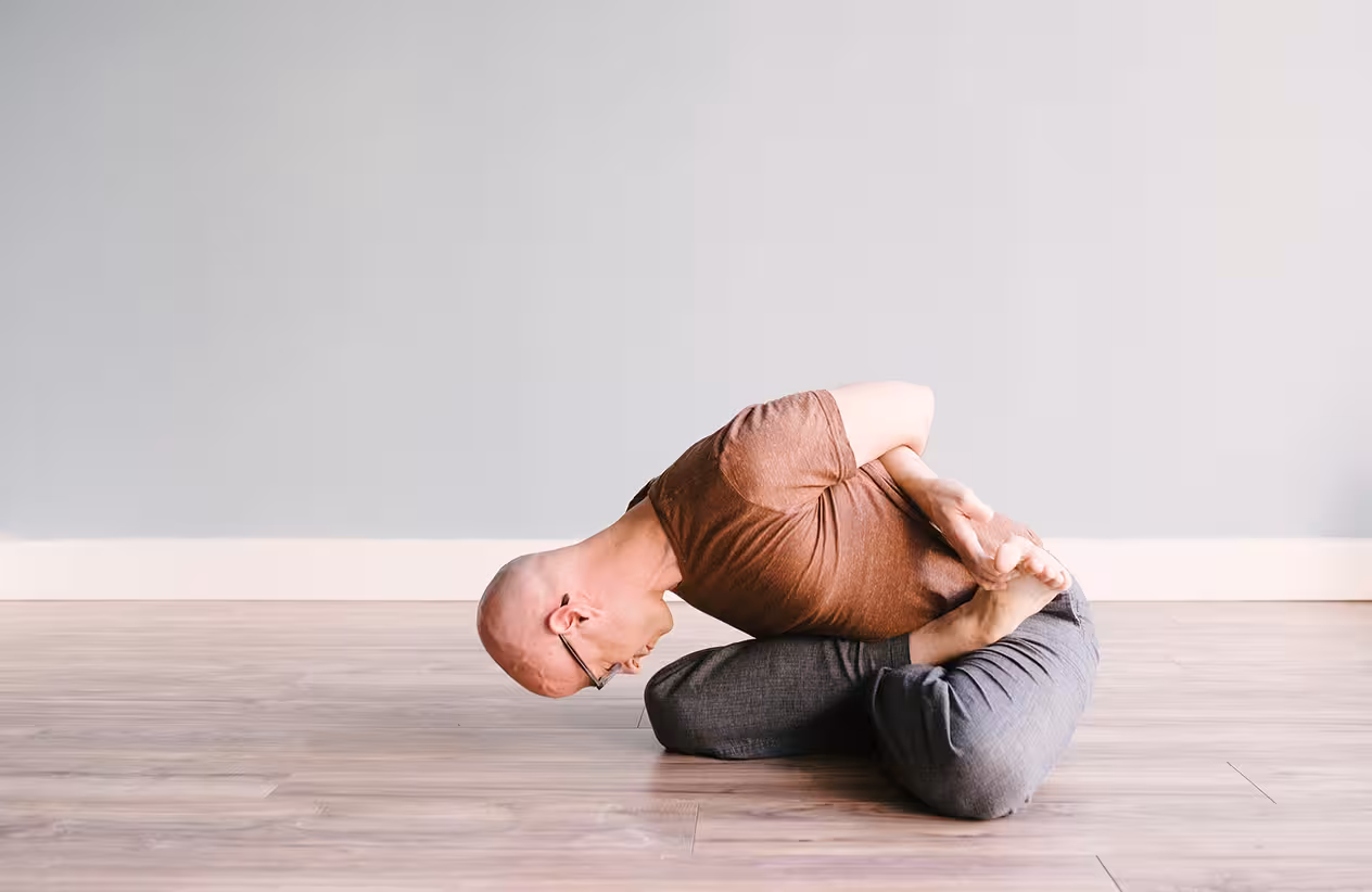 Richard in a yoga pose